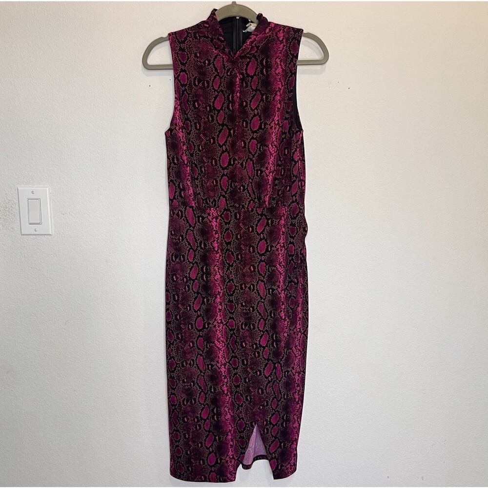 Michael Michael Kors Dress Size M Fuchsia Python Snake Print Sleeveless New NWT